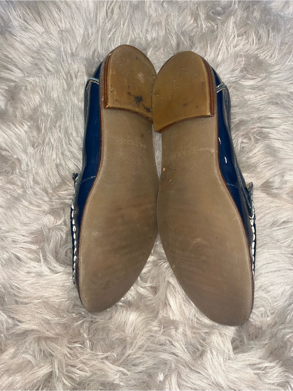 Sperry Women’s seaport penny sneaker navy crinkle patent leather size 10 VGUC - Picture 4 of 8
